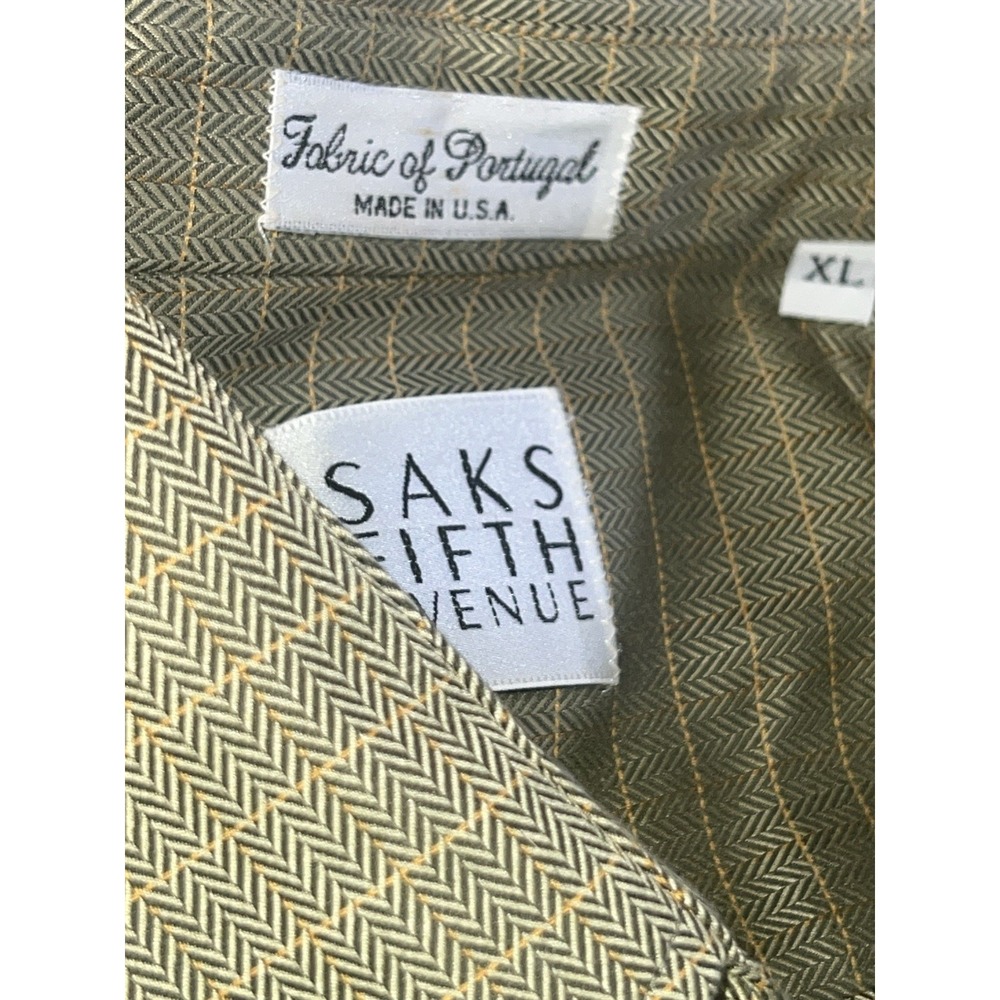 Men's Saks, Fifth Avenue, Long Sleeve Button Down Shirt Size XL Green - Picture 7 of 16